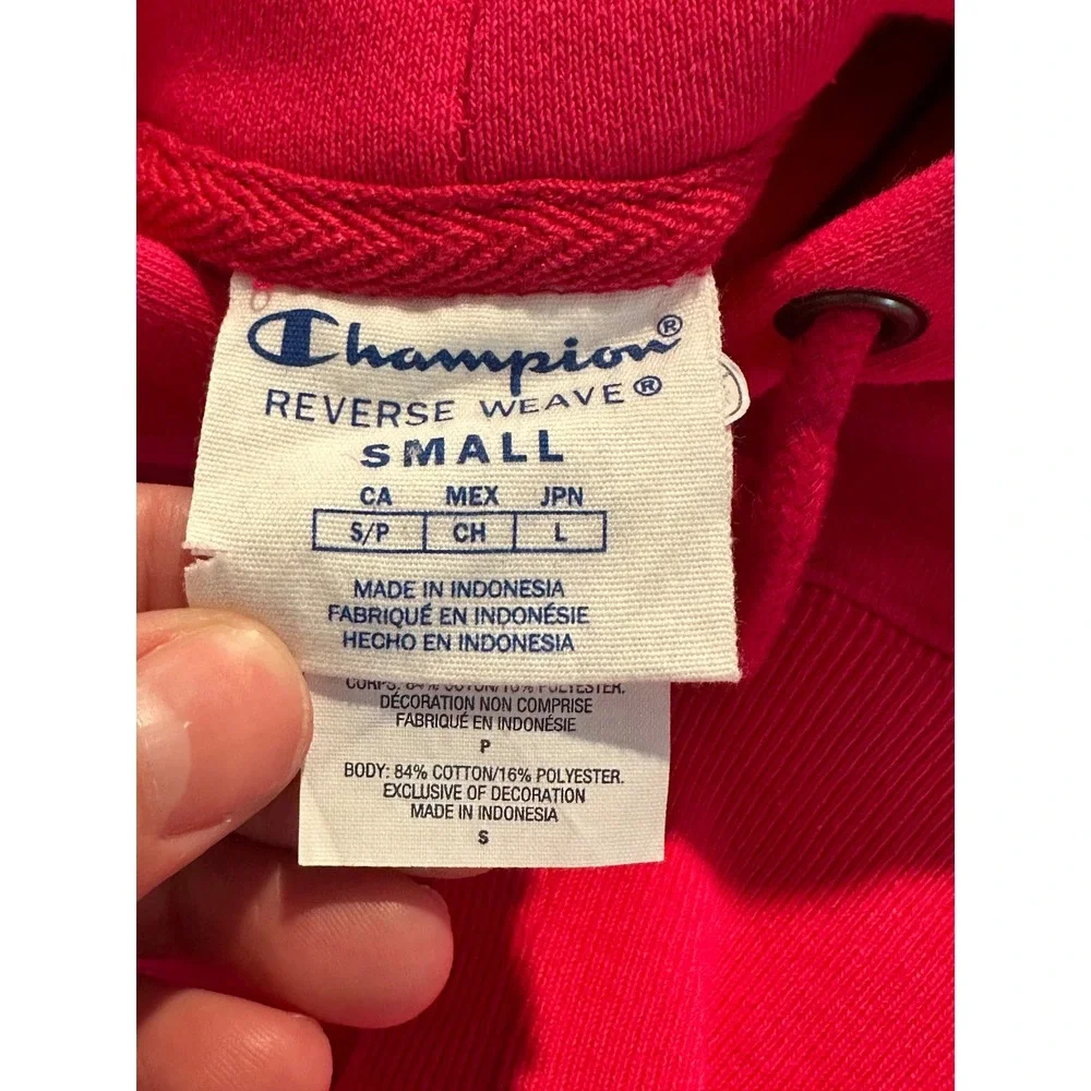 Champion Reverse Weave Magenta Pink Hoodie Sweatshirt Men's Sz Small Embroidered